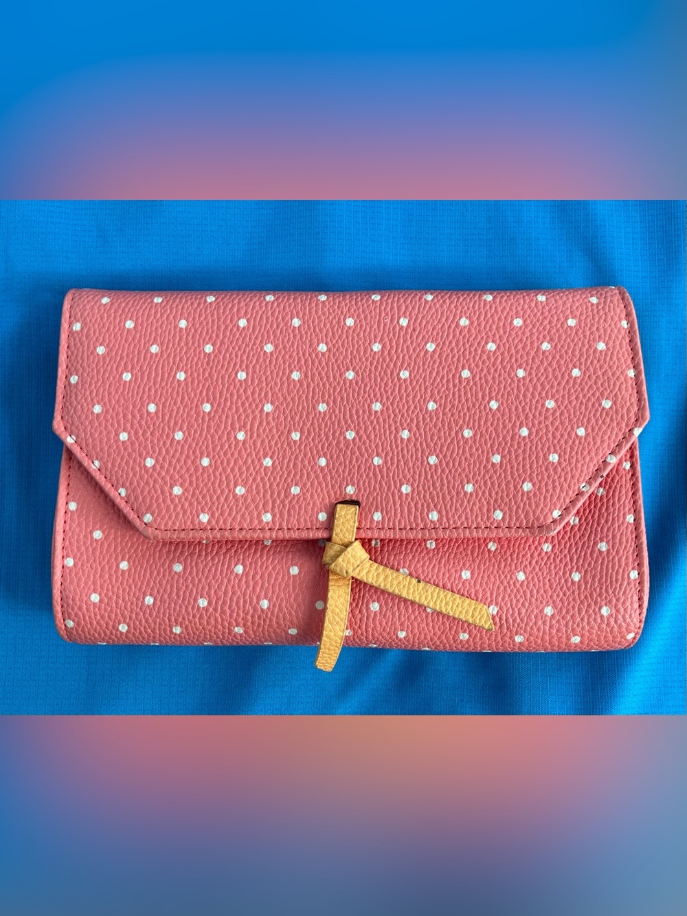 Matilda Jane Pink Polka Dot Clutch with Yellow Tie